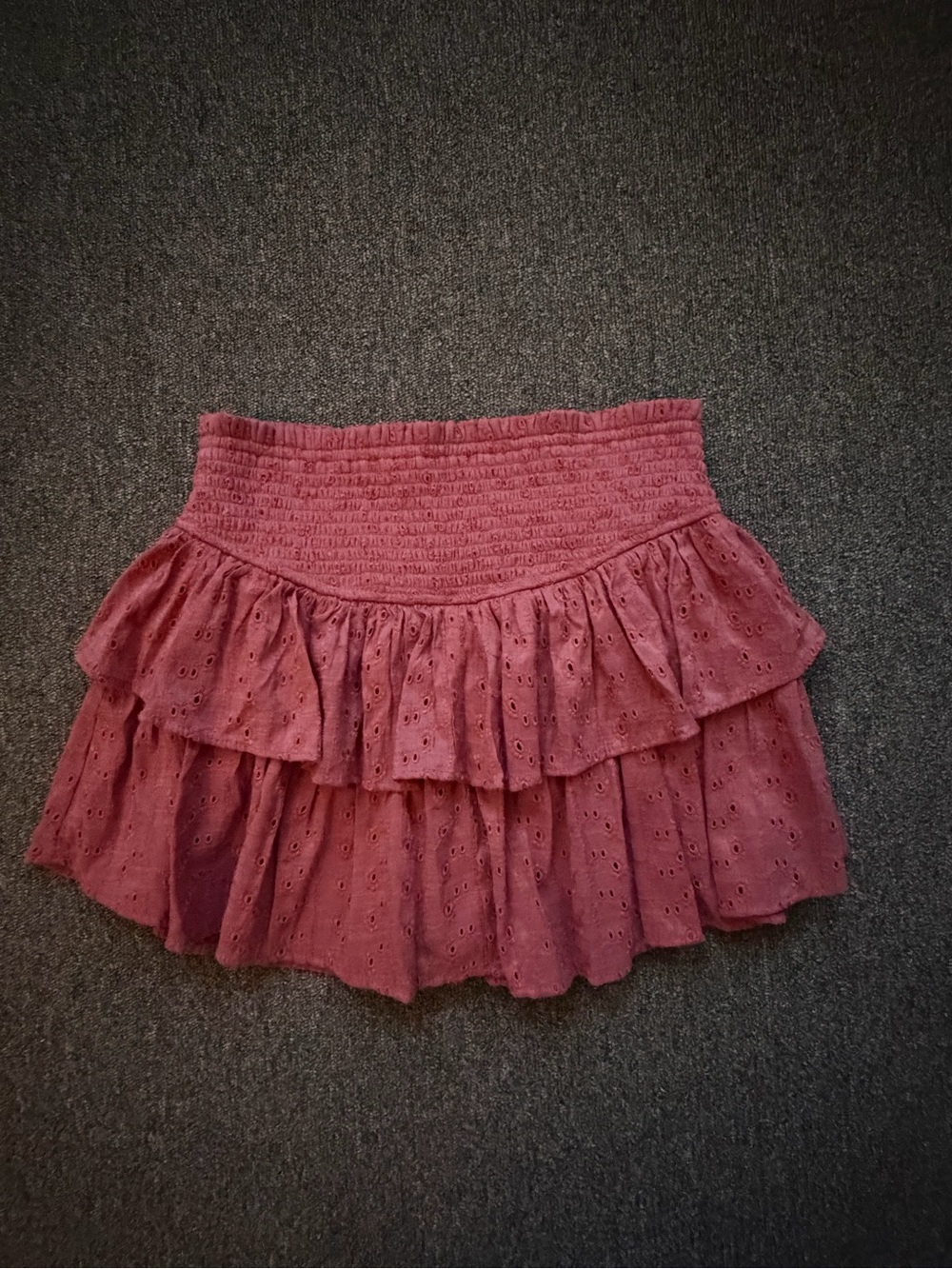 Altar'd State Smocked Eyelet Ruffle Mini Skirt with built in shorts
